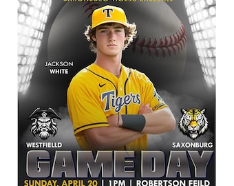 Modelli Photoshop per i social media per il giorno della partita per squadre e individui - Download immediato - Smokey Lights - Baseball