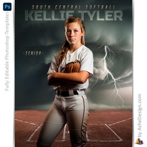 Modelo de pôster de softball do Photoshop, fundo de esportes digitais cenário de bola, presente de banquete de softball noturno sênior, banner de softball ciclone