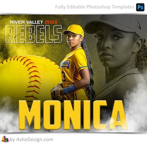Ensemble de modèles d'affiches de sport - Modèles Photoshop pour équipes sportives et individuels - Modèles de photographie de sport - Nitro Fusion Softball