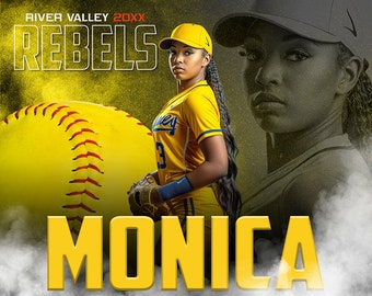 Sports Poster Template Set - Photoshop Templates for Sports Teams and Individuals - Sports Photography Templates - Nitro Fusion Softball