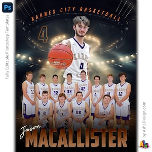 Basketball Memory Mates - Photoshop-Vorlagen für Sportteams und Einzelne - Sportfotografie-Vorlagen - Stadion beleuchtet Basketball