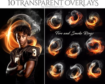 PNG Overlays - Smoke And Fire Rings - (10) Photoshop PNG Overlay Flat Files For Your Photos - Bonus Fire Glow Included