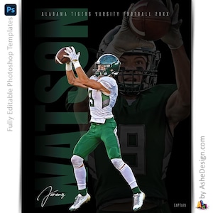 Photoshop Multi-Sport Poster Templates, PSD Sports Photography-Templates, Resize For Senior Night Banners, Double Exposure