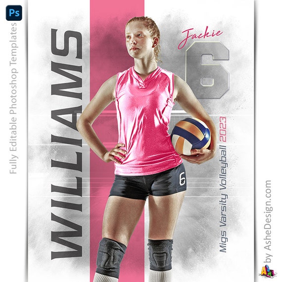 Sports Poster Template Set - Photoshop Templates for Sports Teams and Individuals - Sports Photography Templates - Whiteout Volleyball