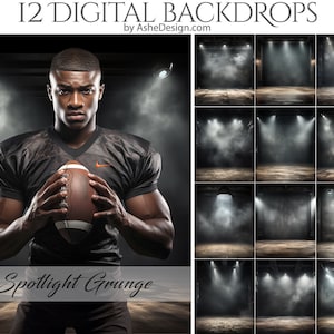 12 Spotlight Grunge Digital Photography Backdrops, Photoshop Overlays, Studio Backdrops For Photographers, Digital Senior Backdrops