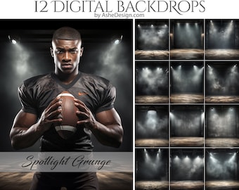 12 Spotlight Grunge Digital Photography Backdrops, Photoshop Overlays, Studio Backdrops For Photographers, Wedding & Senior Backdrops