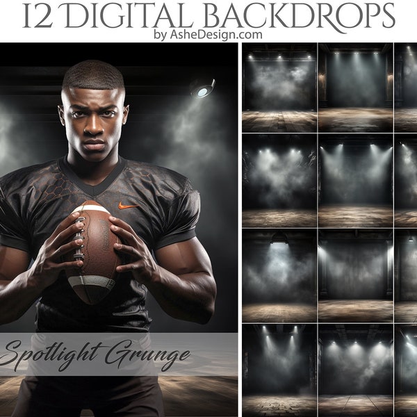12 Spotlight Grunge digitale fotografie achtergronden, Photoshop Overlays, Studio achtergronden voor fotografen, digitale Senior achtergronden