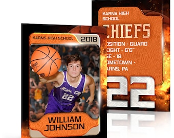 Photoshop Templates | Sports Trader Cards | Backdraft Basketball | Custom Personalized Trading Card Templates | Team Trading Cards | 2.5x3.5