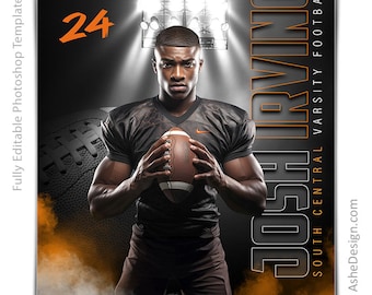 Photoshop Football Poster Templates, PSD Sports Photography-Templates, Resize For Senior Night Banners, Under The Lights Football