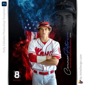 Photoshop multisportpostersjablonen, PSD-sportfotografie-sjablonen, formaat wijzigen voor seniorennachtbanners, reflectie Amerikaans