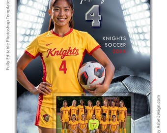 Sports Memory Mates - Photoshop Templates for Sports Teams and Individuals - Sports Photography Templates - Smokey Lights - Soccer