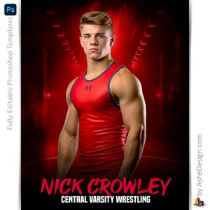 Photoshop Wrestling Poster Vorlagen, PSD Sportfotografie-Vorlagen, Resize For Senior Night Banners, Blackout Wrestling