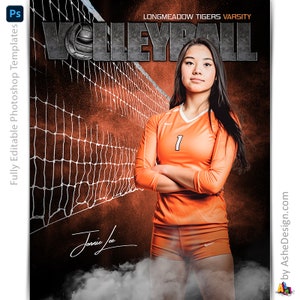 Sports Poster Template Set - Photoshop Collage Templates for Teams and Individuals - Instant Download - Rocked Volleyball
