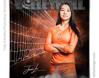 Sports Poster Template Set - Photoshop Collage Templates for Teams and Individuals - Instant Download -  Rocked Volleyball