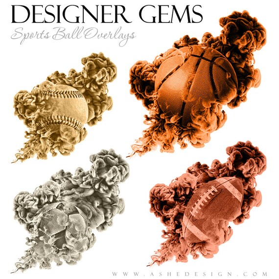 Digital .PNG Files for Sports Photography /& Quick Pages. 5 Photoshop Design Sports Photo Overlays SILVER Sports Balls Overlay Set 1 |
