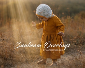 Sun Beam Photo Light Overlays, JPEG Sun Rays Add Natural Sunbeams and Sunset Light to Summer & Wedding Photos, Photoshop Sunburst Flare