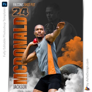 Photoshop-Kugelstoß-Poster-Vorlagen, Sportfotografie-Vorlagen, PSD-Hintergrund, Größenänderung für Senioren-Nachtbanner, Sportlegenden-Kugelstoßen