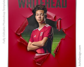Photoshop-fotbollsaffischmallar, sportfotograferingsmallar, PSD-bakgrund, storleksändra för seniorkvällsbanners, Ripping Through Soccer