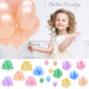 Designer Gem Overlays - PASTEL BALLOONS - (18) Photoshop .png Dateien - Digitale Overlays für Ihre Fotos und Quick Pages.