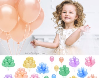 Designer Gem Overlays - PASTEL BALLOONS - (18) Photoshop .png files - Digital Overlays For Your Photos and Quick Pages.