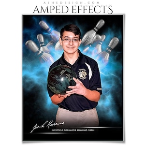 Sports Poster Template Set - Photoshop Collage Templates for Teams and Individuals - Instant Download - Electric Explosion - Bowling