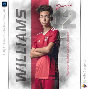 Conjunto de modelos de pôsteres esportivos - Modelos do Photoshop para equipes esportivas e indivíduos - Modelos de fotografia esportiva - Futebol Whiteout