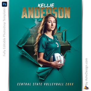 Modèles Photoshop d'affiches de volley-ball, Modèles de photographie de sport PSD, Redimensionnement pour bannières de nuit pour seniors, Déchirement de volley-ball
