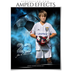 Ensemble de modèles d’affiches sportives - Modèles de collage Photoshop pour les équipes et les individus - Téléchargement instantané - Explosion électrique - Football