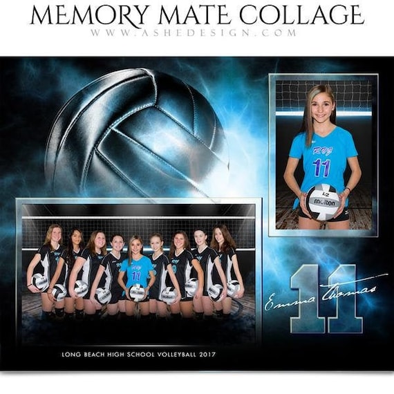 Sports Memory Mates - Photoshop Templates for Sports Teams and Individuals - Sports Photography Templates - Electric Explosion Volleyball