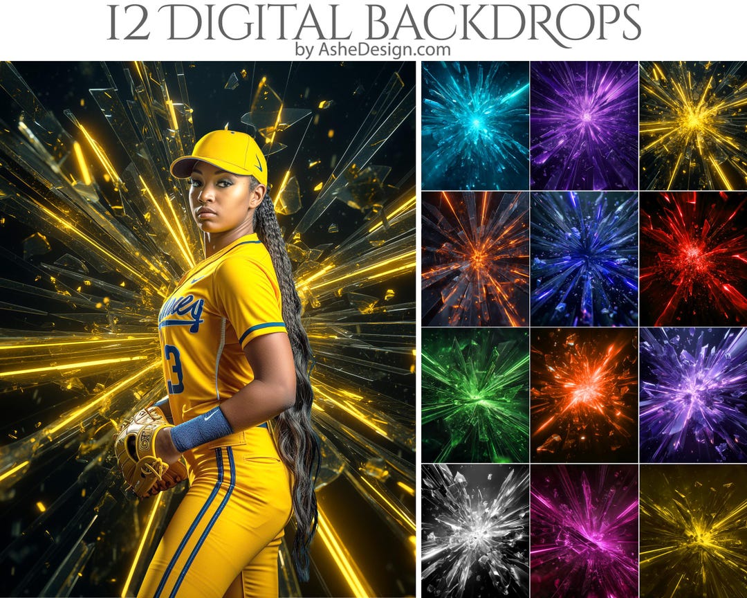 12 Colored Glass Shards Digital Backdrops, Sports Photography ...