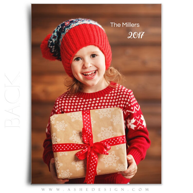 Digital Photoshop Templates for Photographers /& Scrapbookers. 5x7 Flat Card Christmas Gift Christmas Card Design