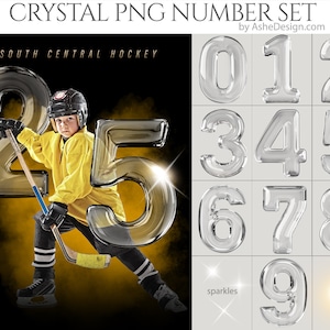 Crystal Digital PNG Sports Numbers, Clear Glass Digital Number Art PNG Crystal Numbers Clip Art, 3D Number Clipart Set, PNG Birthday Numbers