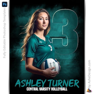 Photoshop Beachvolleyball Poster Vorlagen, PSD Sportfotografie-Vorlagen, Resize For Senior Night Banners, Blackout Volleyball