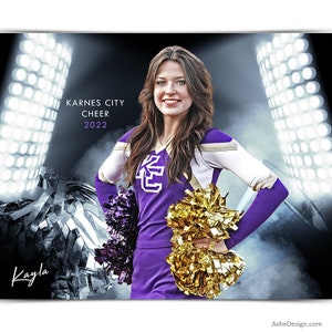 Sport Poster Vorlagen Set - Photoshop Vorlagen für Sport Teams und Einzelpersonen - Sport Fotografie Vorlagen - Smokey Lights Cheer