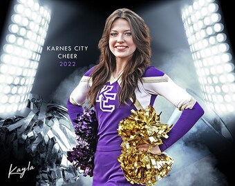 Sports Poster Template Set - Photoshop Templates for Sports Teams and Individuals - Sports Photography Templates - Smokey Lights Cheer
