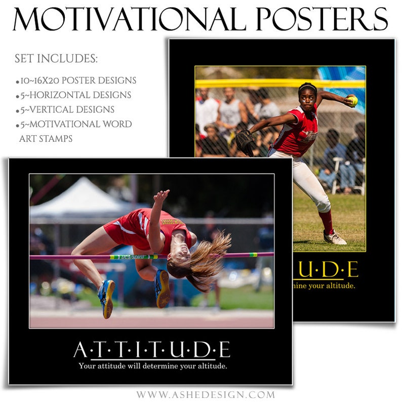 Word Art Quotes. 5 16x20 Photoshop Poster Templates in Hz /& Vt including MOTIVATIONAL SERIES Set 1 - Sports Poster Set 5
