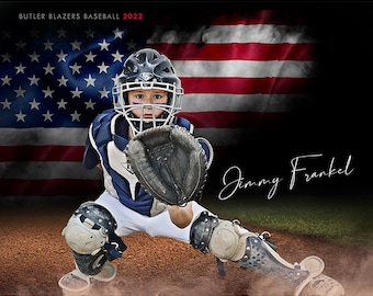 Szablon plakatu baseballowego Photoshop, cyfrowe tło sportowe Tball, prezent na bankiet baseballowy Senior Night, baner baseballowy T-ball