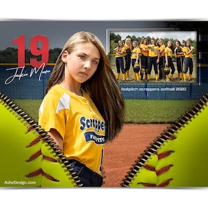 Softball Memory Mates - Photoshop Templates for Sports Teams and Individuals - Sports Photography Templates - Unzipped Softball