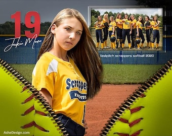 Softball Memory Mates - Photoshop Templates for Sports Teams and Individuals - Sports Photography Templates - Unzipped Softball