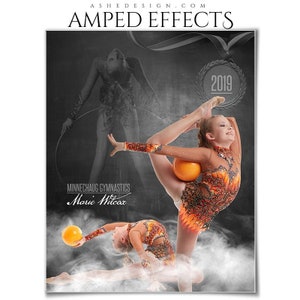 Conjunto de modelos de pôsteres esportivos - Modelos de colagem do Photoshop para equipes e indivíduos - Download instantâneo - Dream Weaver Gymnastics