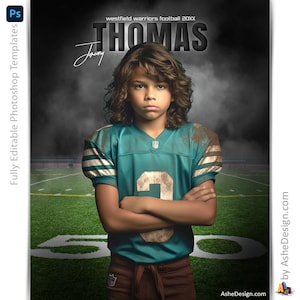 Modèle d'affiche de football Photoshop, toile de fond de sport numérique, cadeau de banquet de joueur de football de nuit senior, bannière de retour à la maison