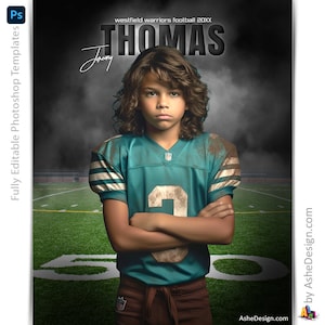 Photoshop Football Poster Template, Digital Sports Background Backdrop, Senior Night Football Player Banquet Gift, Homecoming Banner