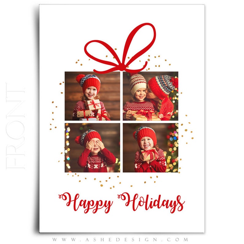 Digital Photoshop Templates for Photographers /& Scrapbookers. 5x7 Flat Card Christmas Gift Christmas Card Design