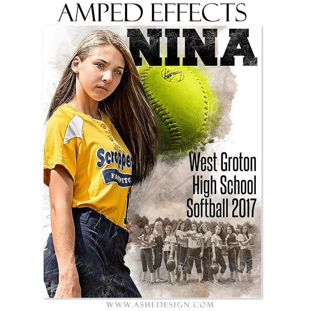 Photoshop Softball Poster Template, Digital Sports Background Tball ...