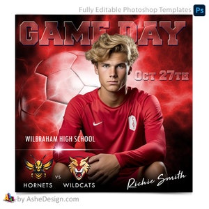 Game Day Social Media Photoshop Vorlagen für Teams und Einzelpersonen - Instant Download - Electric Explosion - Fußball