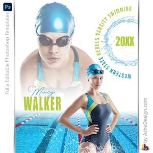 Photoshop Schwimmen Poster Vorlagen, PSD Sportfotografie-Vorlagen, Größenanpassung für Senioren Nachtbanner, Rundumschwimmen