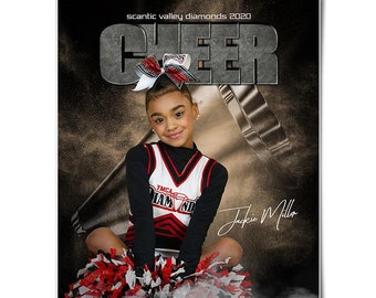 Sports Poster Template Set - Photoshop Collage Templates for Teams and Individuals - Instant Download - Rocked Cheer