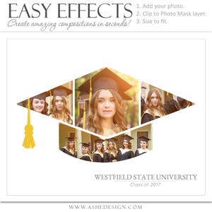 Photoshop Templates | Photography Posters | Easy Effects | GRADUATION CAP - (2) Horizontal Layouts - 8x10 & 16x20 .PSD Files.