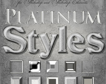 Photoshop Layer Styles - Designer Gems - PLATINUM - 1 Photoshop Style file (.ASL) containing 10 unique Styles to add to your Text.