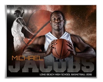 バスケットボール メモリー メイツ - スポーツ チームと個人向け Photoshop テンプレート - スポーツ写真テンプレート - パウダー エクスプロージョン バスケットボール